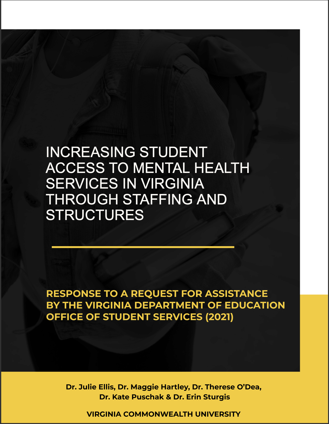 Report cover for increasing student access to mental health services executive summary